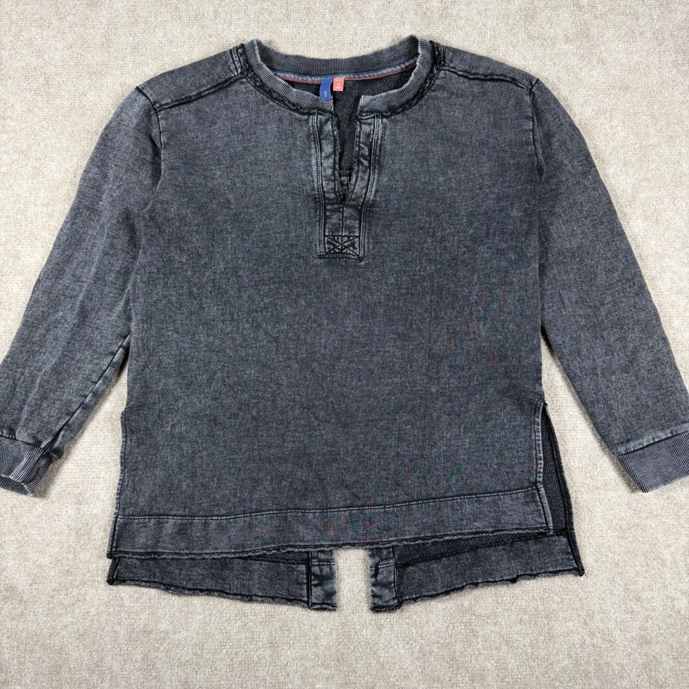 ANTHROPOLOGIE Pilcro Split Hem Tunic Charcoal Gray Sweatshirt Pullover Sz Medium